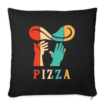 Retro Pizza Pizza Tray Pizza Oven Pizza Lover - Sofa pillowcase 17,3'' x 17,3'' (45 x 45 cm) - black - Front