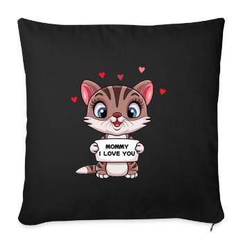 Mother Mom Mother's Day Cat Baby Child Daughter Son - Sofa pillowcase 17,3'' x 17,3'' (45 x 45 cm) - black - Front