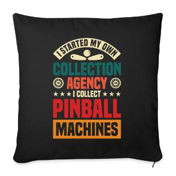 Flipper Retro Pinball Flipperautomat Bumper - Housse de coussin décorative 45 x 45 cm - noir - Devant