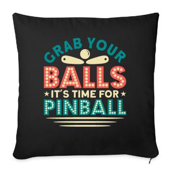 Flipper Retro Pinball Flipperautomat Bumper - Housse de coussin décorative 45 x 45 cm - noir - Devant