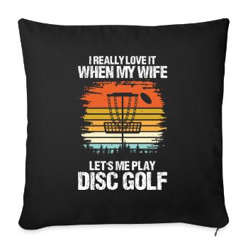 Let me play Discgolf - Sofa pillowcase 17,3'' x 17,3'' (45 x 45 cm) - black - Front