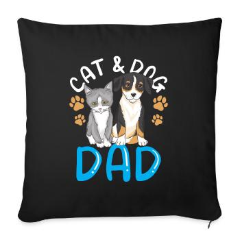 Cat and Dog Daddy Boy Type Cat Lover - Sofa pillowcase 17,3'' x 17,3'' (45 x 45 cm) - black - Front