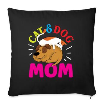 Cat And Dog Mom Girl Cat Lover Dogs - Sofa pillowcase 17,3'' x 17,3'' (45 x 45 cm) - black - Front