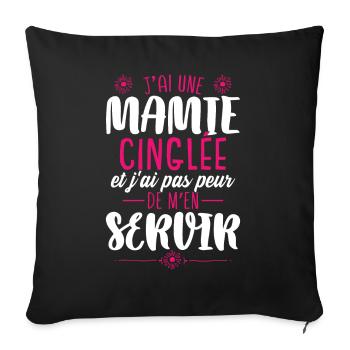 Mamie Petite-Fille Cadeau Humour Grand-Mère - Housse de coussin décorative 45 x 45 cm - noir - Devant