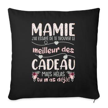 Mamie Cadeau Fête Des Mères Petite Fille - Housse de coussin décorative 45 x 45 cm - noir - Devant