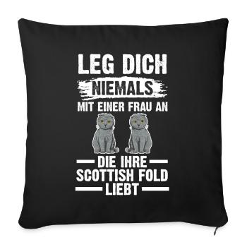 Scottish Fold Katze - Sofakissenbezug 45 x 45 cm - Schwarz - Vorne