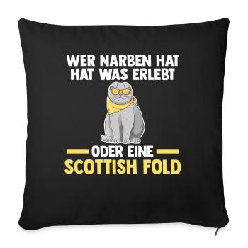 Scottish Fold Katze - Sofakissenbezug 45 x 45 cm - Schwarz - Vorne