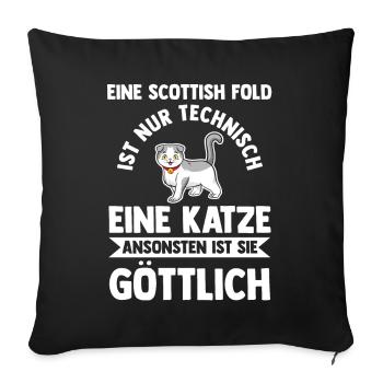 Scottish Fold Katze - Sofakissenbezug 45 x 45 cm - Schwarz - Vorne