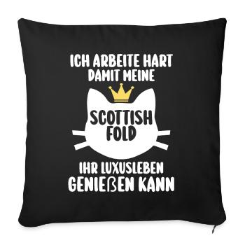 Scottish Fold Katze - Sofakissenbezug 45 x 45 cm - Schwarz - Vorne