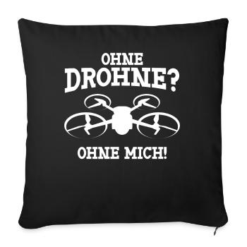 Drohne Witz Quadcopter Quadrocopter - Sofakissenbezug 45 x 45 cm - Schwarz - Vorne