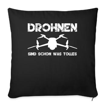 Drohne Quadcopter Spruch Quadrocopter - Sofakissenbezug 45 x 45 cm - Schwarz - Vorne