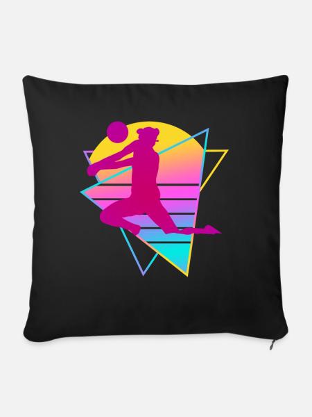 Beach Volleyball retro - Sofakissenbezug 45 x 45 cm - Schwarz