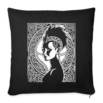 Fantasy Post Punk Keltisch Stamm Bathöhle Mohawk Gi - Sofakissenbezug 45 x 45 cm - Schwarz - Vorne