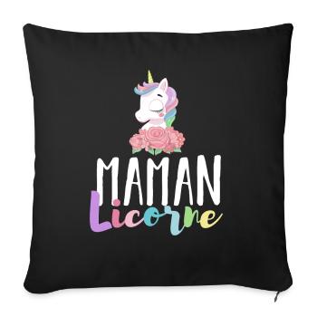 Maman Licorne - Cadeau Anniversaire Maman Licorne - Housse de coussin décorative 45 x 45 cm - noir - Devant