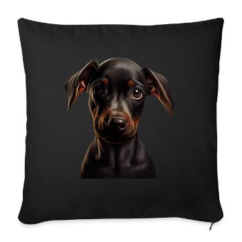 Doberman Dobermans Chien Chiens chiot Doberman - Housse de coussin décorative 45 x 45 cm - noir - Devant