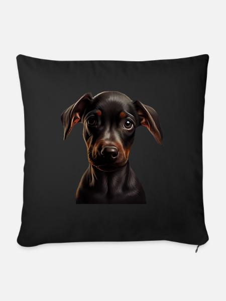 Dobermann Dobermänner Hund Hunde Welpe Dobermann - Sofakissenbezug 45 x 45 cm - Schwarz