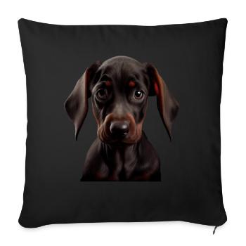 Doberman Dobermans Chien Chiens chiot Doberman - Housse de coussin décorative 45 x 45 cm - noir - Devant