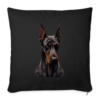 Doberman Dobermans Chien Chiens chiot Doberman - Housse de coussin décorative 45 x 45 cm - noir - Devant