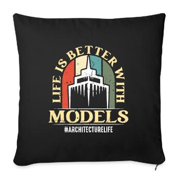 Architecture Life Is Better With Retro Engineering - Sofa pillowcase 17,3'' x 17,3'' (45 x 45 cm) - black - Front