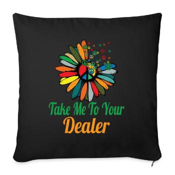 Hippie Peace Zeichen Frieden Blumen Blumenkind - Sofakissenbezug 45 x 45 cm - Schwarz - Vorne