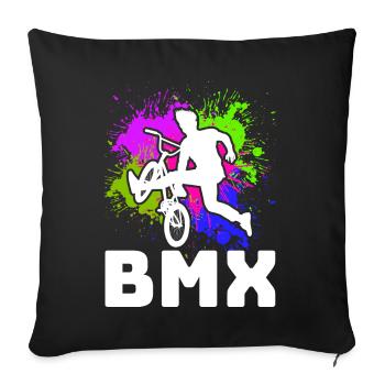 vintage bike outfit, bike urban freestyle bmx - Sofa pillowcase 17,3'' x 17,3'' (45 x 45 cm) - black - Front