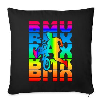 vintage bike outfit, bike urban freestyle bmx - Sofa pillowcase 17,3'' x 17,3'' (45 x 45 cm) - black - Front