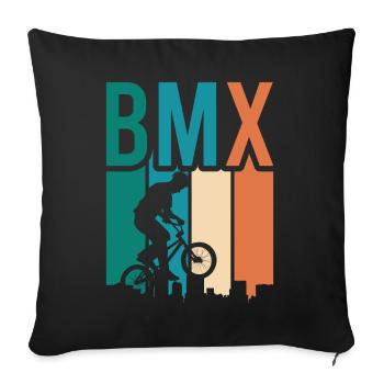 vintage bike outfit, bike urban freestyle bmx - Sofa pillowcase 17,3'' x 17,3'' (45 x 45 cm) - black - Front