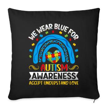 Blue for Autism Awareness Month Autism - Sofa pillowcase 17,3'' x 17,3'' (45 x 45 cm) - black - Front