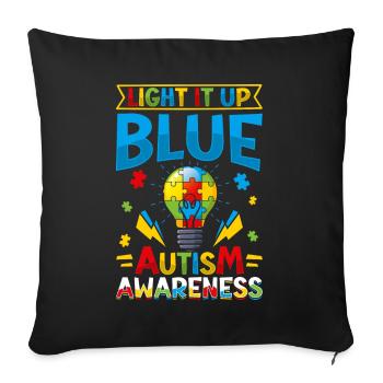 World autism Mom Dad - Sofa pillowcase 17,3'' x 17,3'' (45 x 45 cm) - black - Front