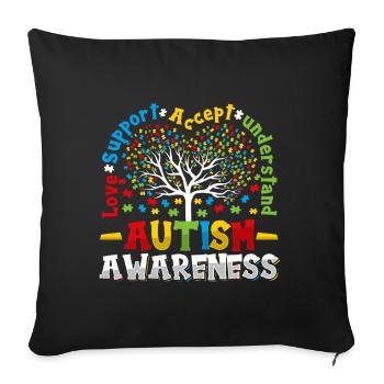 Love support accept understand autism - Sofa pillowcase 17,3'' x 17,3'' (45 x 45 cm) - black - Front