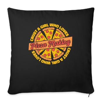 Croûte Une fille qui aime faire de la pizza - Housse de coussin décorative 45 x 45 cm - noir - Devant