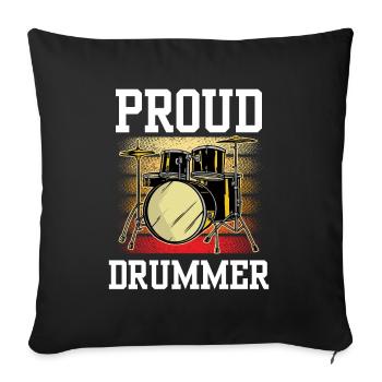 Fier batteur Tambours Batterie - Housse de coussin décorative 45 x 45 cm - noir - Devant