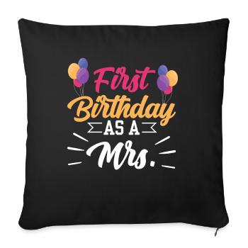 Premier anniversaire en tant que femme femme enceinte humour - Housse de coussin décorative 45 x 45 cm - noir - Devant