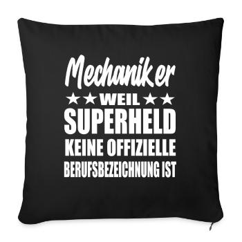 Mechaniker Superheld Spruch - Sofakissenbezug 45 x 45 cm - Schwarz - Vorne
