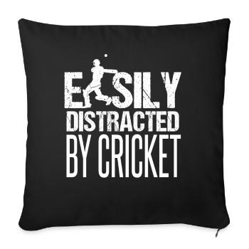 Easily Distracted By Cricket - Sofa pillowcase 17,3'' x 17,3'' (45 x 45 cm) - black - Front