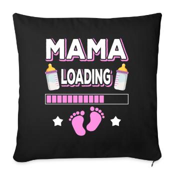 Maman Chargement Maman Mères Maman Maman Fête des mères - Housse de coussin décorative 45 x 45 cm - noir - Devant
