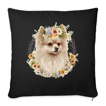 Cute Pomeranian Pom Flower Crown Pet Dog Breed Flo - Sofakissenbezug 45 x 45 cm - Schwarz - Vorne