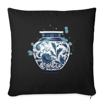 Vases en poterie classiques bleu et blanc - Poterie - Housse de coussin décorative 45 x 45 cm - noir - Devant