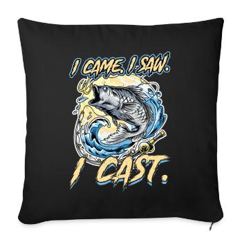 Je suis venu. J’ai vu. J’ai jeté. -Pêche - Housse de coussin décorative 45 x 45 cm - noir - Devant