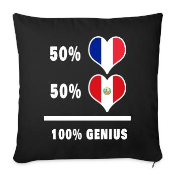 Pérou et France 100% génial Drapeaux - Housse de coussin décorative 45 x 45 cm - noir - Devant