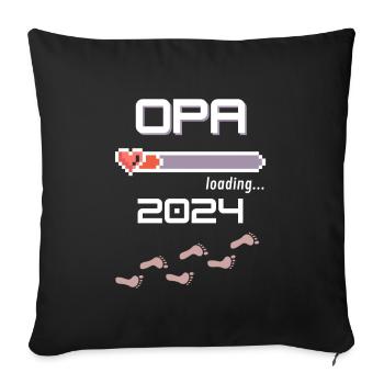 Grand-père 2024 chargement... - Housse de coussin décorative 45 x 45 cm - noir - Devant