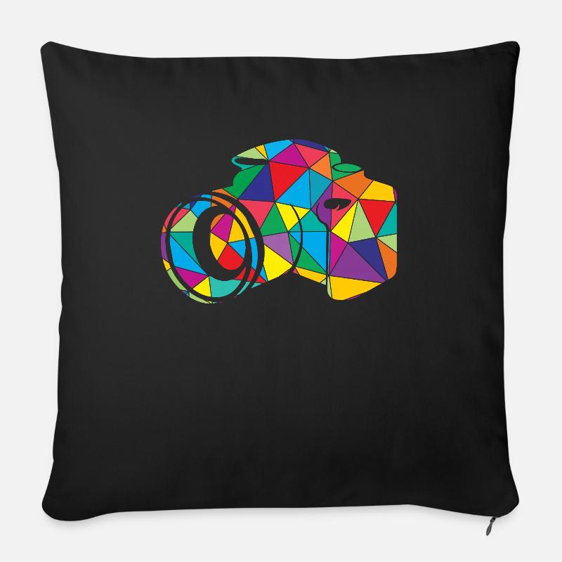 Kamera Polygon Spiegelreflex Foto - Sofakissenbezug 45 x 45 cm - Schwarz