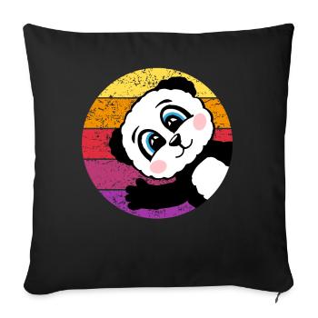 Panda Retro Panda Bear Gift Women Men Kids - Sofa pillowcase 17,3'' x 17,3'' (45 x 45 cm) - black - Front