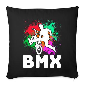 vintage bike outfit, bike urban freestyle bmx - Sofa pillowcase 17,3'' x 17,3'' (45 x 45 cm) - black - Front