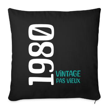 Anniversaire 1980 vintage 1980 - Housse de coussin décorative 45 x 45 cm - noir - Devant