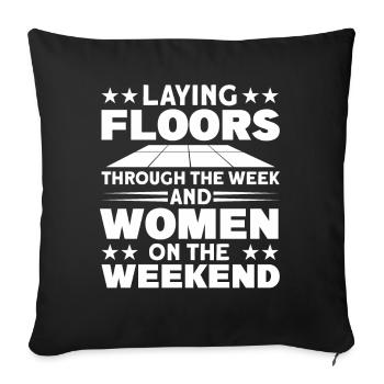 Flooring Flooring Installer Tiler Flooring - Sofa pillowcase 17,3'' x 17,3'' (45 x 45 cm) - black - Front