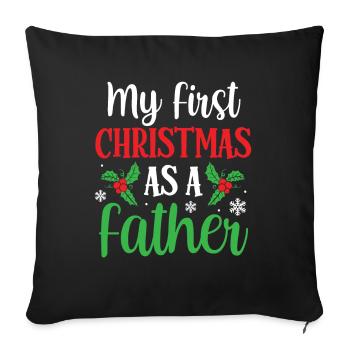 Mon premier Noël en tant que père enceinte - Housse de coussin décorative 45 x 45 cm - noir - Devant