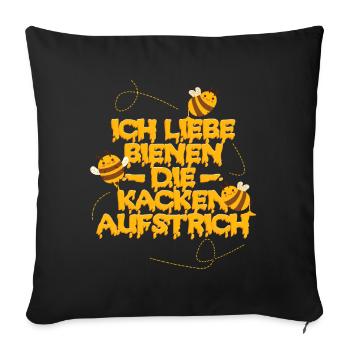 Ich liebe Bienen die kacken Aufstrich - Sofakissenbezug 45 x 45 cm - Schwarz - Vorne
