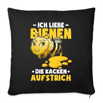 Ich liebe Bienen die kacken Aufstrich - Sofakissenbezug 45 x 45 cm - Schwarz - Vorne