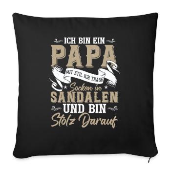 Ich bin der Papa mit Socken in Sandalen - Sofakissenbezug 45 x 45 cm - Schwarz - Vorne